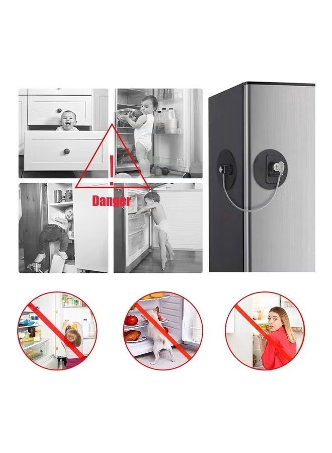 2-Piece Fridge Freezer Door Lock With 2 Keys Black - Image 2
